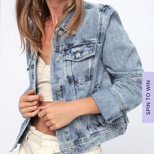 Free People Rumors Light Wash Denim Jacket- Size Small